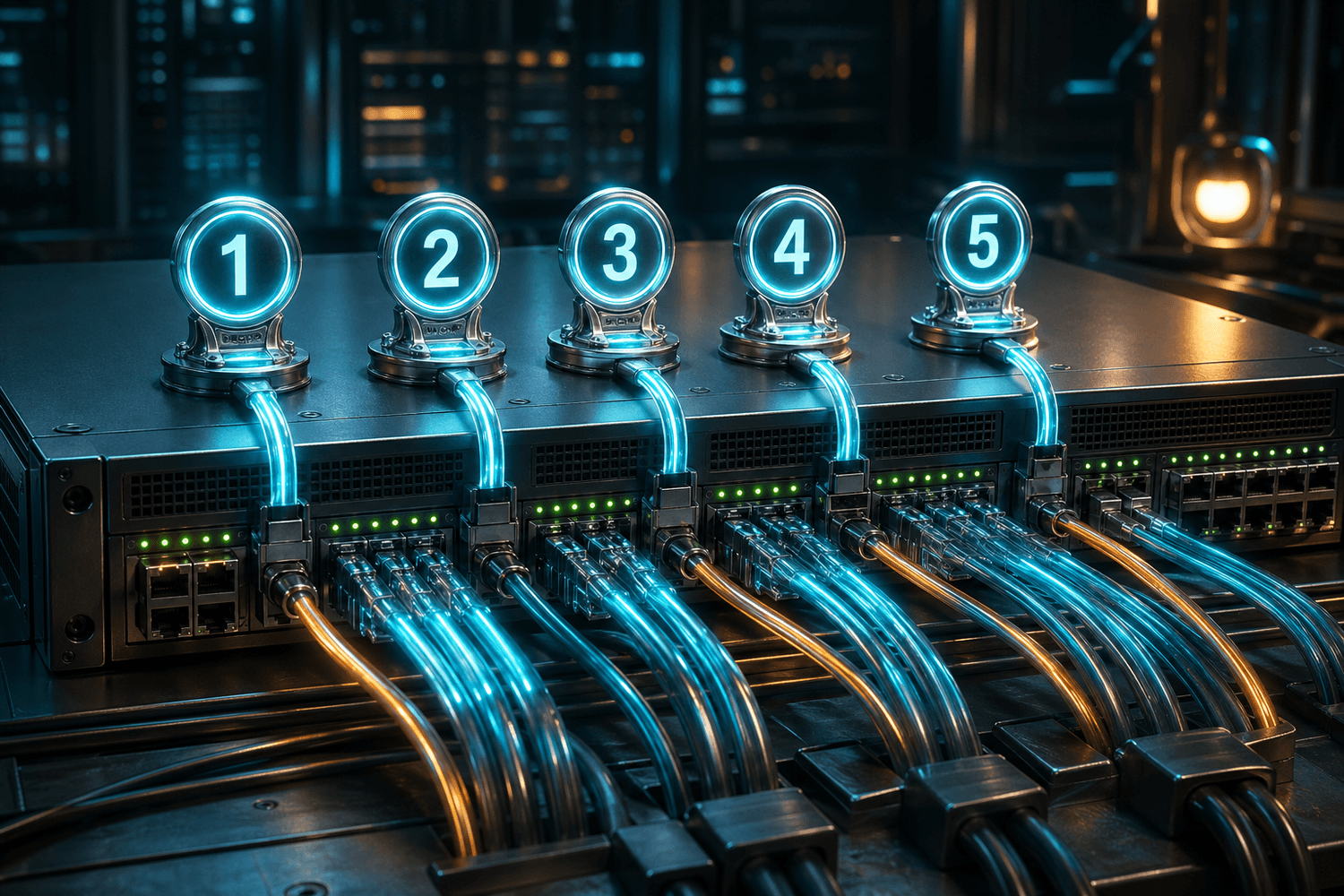 Five route markers on a proxy operations switch