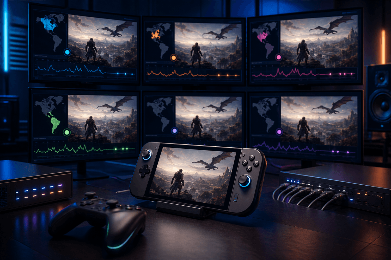 Premium gaming QA scene for regional geo-testing