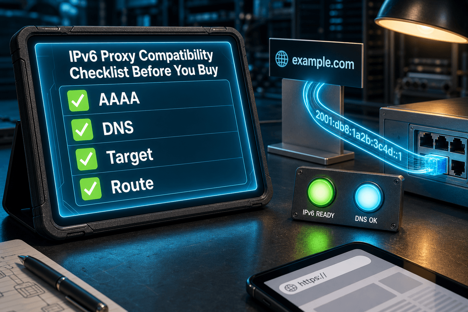 IPv6 proxy compatibility checklist with AAAA, DNS, target, and route checks