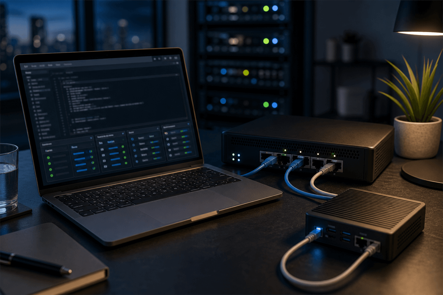 Developer workstation with network gateway and local bypass path for NO_PROXY setup