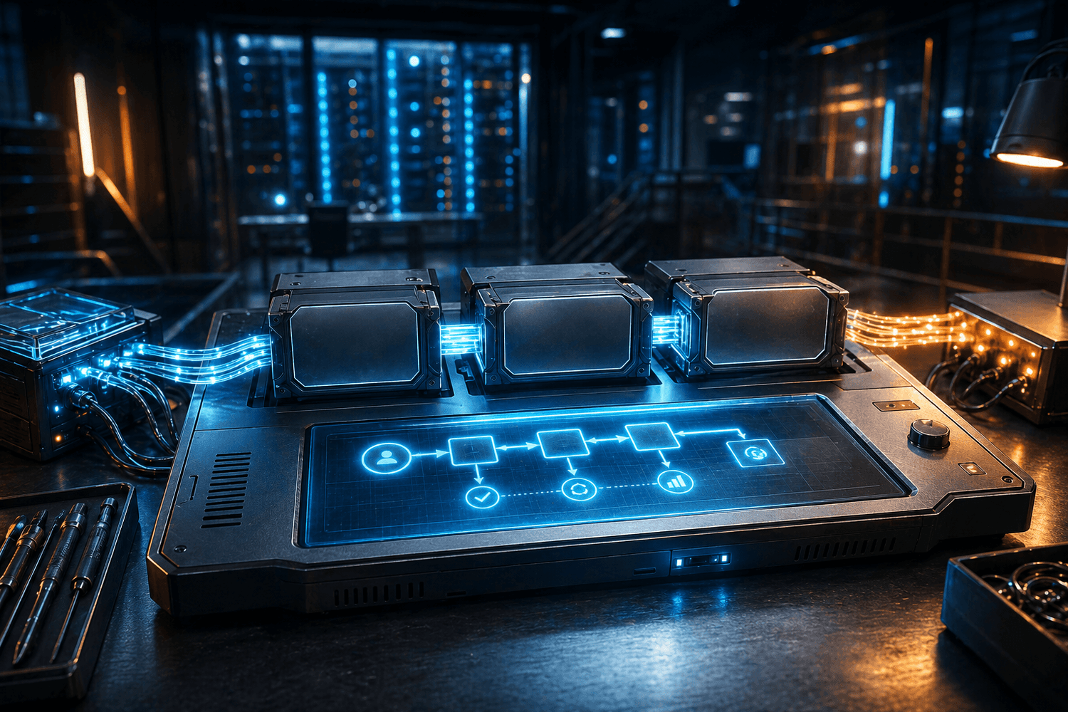 Automation console routing proxy workflows through connected modules