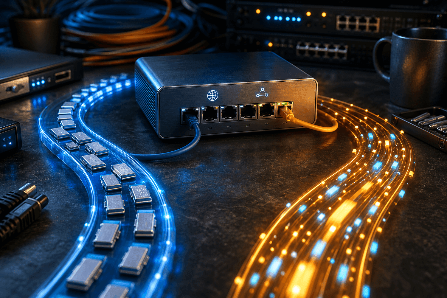 Network gateway splitting ordered TCP packets and fast UDP datagrams